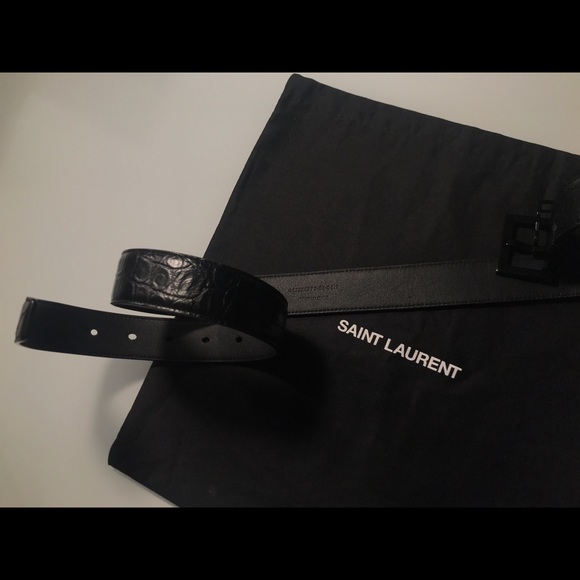 Saint Laurent Croc Embossed Western Belt - Picture 3 of 5